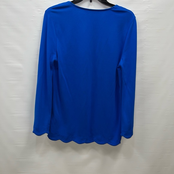 Isaac Mozart Blouse Women’s Medium Blue Long Sleeve Polyester Blend V-Neck - Picture 2 of 15